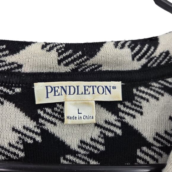 PENDLETON LARGE MERINO WOOL HOUNDSTOOTH BUTTON UP LONG SLEEVE CARDIGAN - Picture 3 of 5